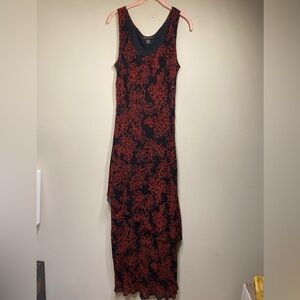 Majick Red and Black Tiered Sleeveless Gown L